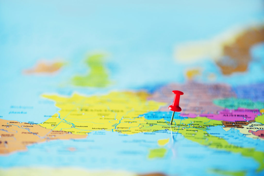 map with a pin